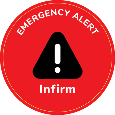 Infirm Emergency Alert Sticker - Circle