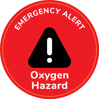 Oxygen Hazard Emergency Alert Sticker - Circle