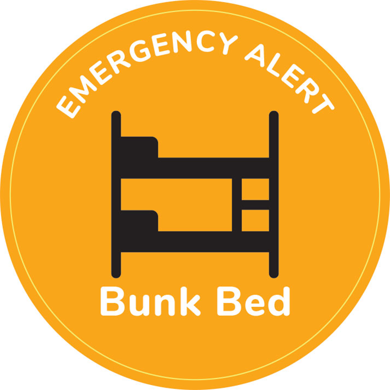 Bunk Bed Emergency Alert Sticker - Yellow Circle